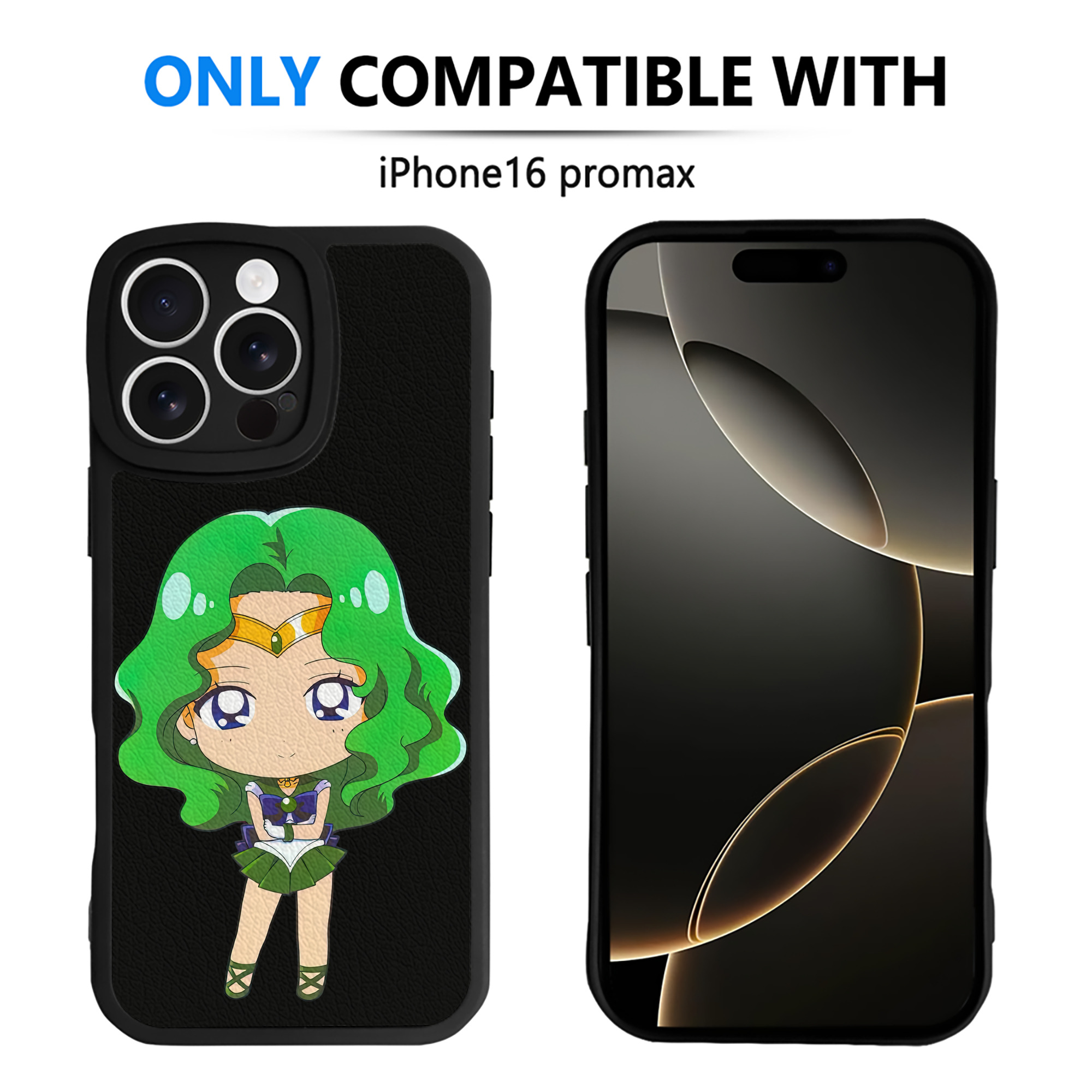 （画像用） 美少女戦士セーラームーン 海王 みちる（かいおう みちる） Sailor Moon Kaiou Michiru 【iPhone 16シリーズ対応】シリコンスマホケース（レザー調） 材質：シリコン